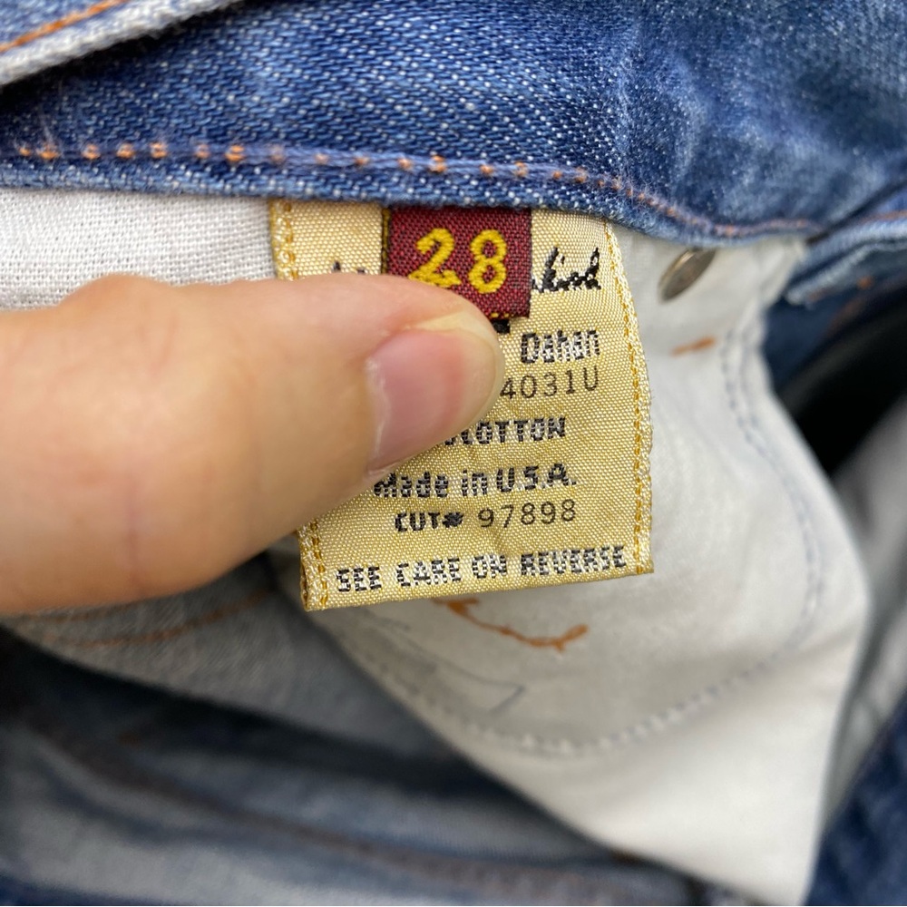 7 For All Mankind By Jerome Dahan Jeans Bootcut Low Rise Pocket Detail Sz 28 - Picture 12 of 13